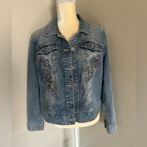 Chico's Platinum Denim Jacket size 2